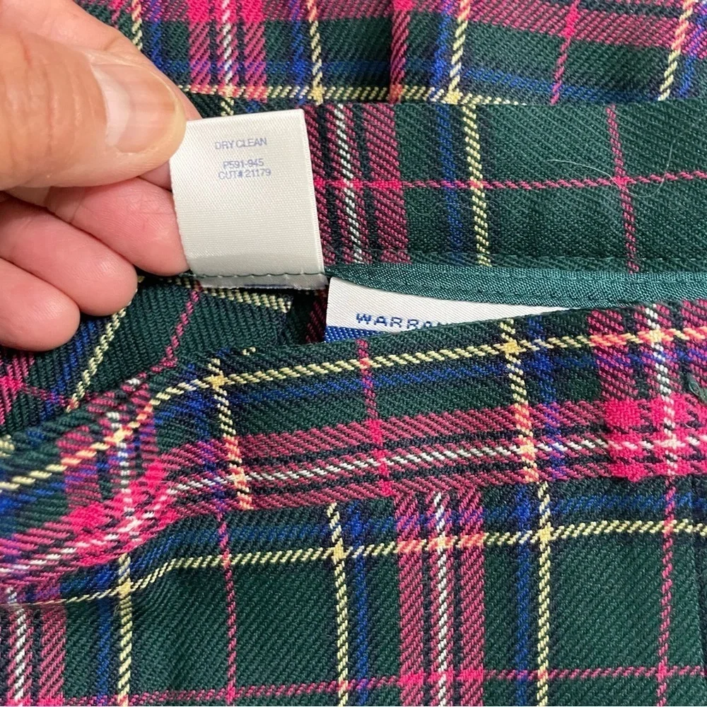 Pendleton Petite Wool Plaid Tartan Skirt Green Pink Size 8 Vintage USA
